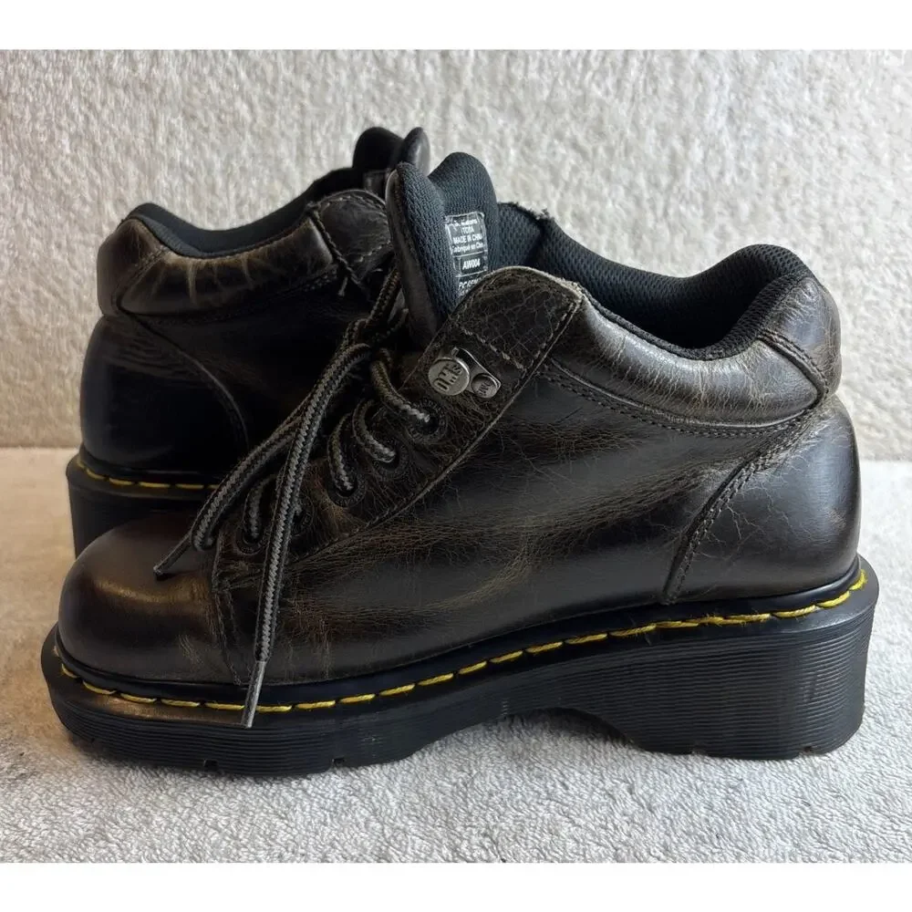 Dr. Martens Leather Toya Chunky Dk Grey Boots Women’s Size 7